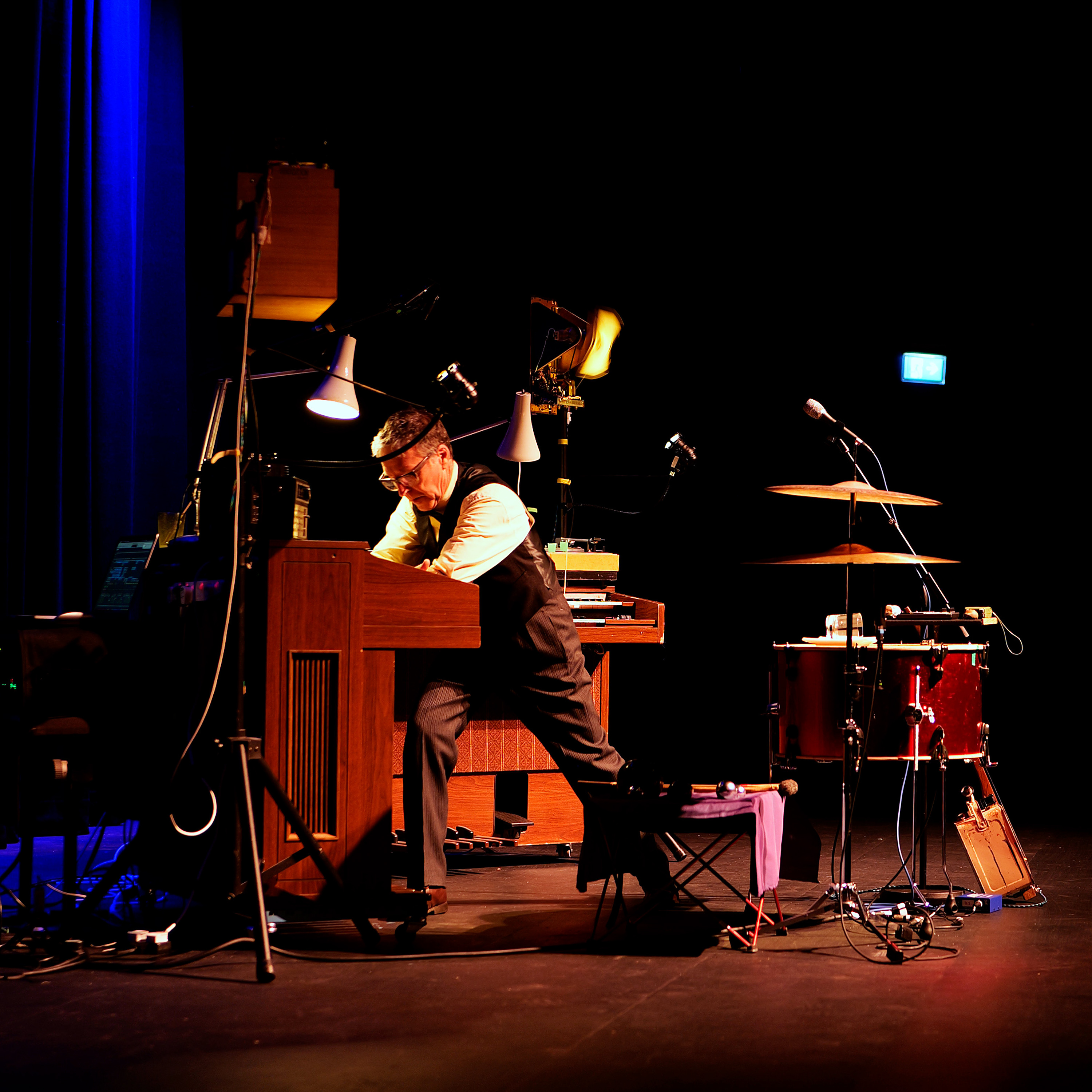 Graeme Leak performing SAVED on a small stage in Orkney